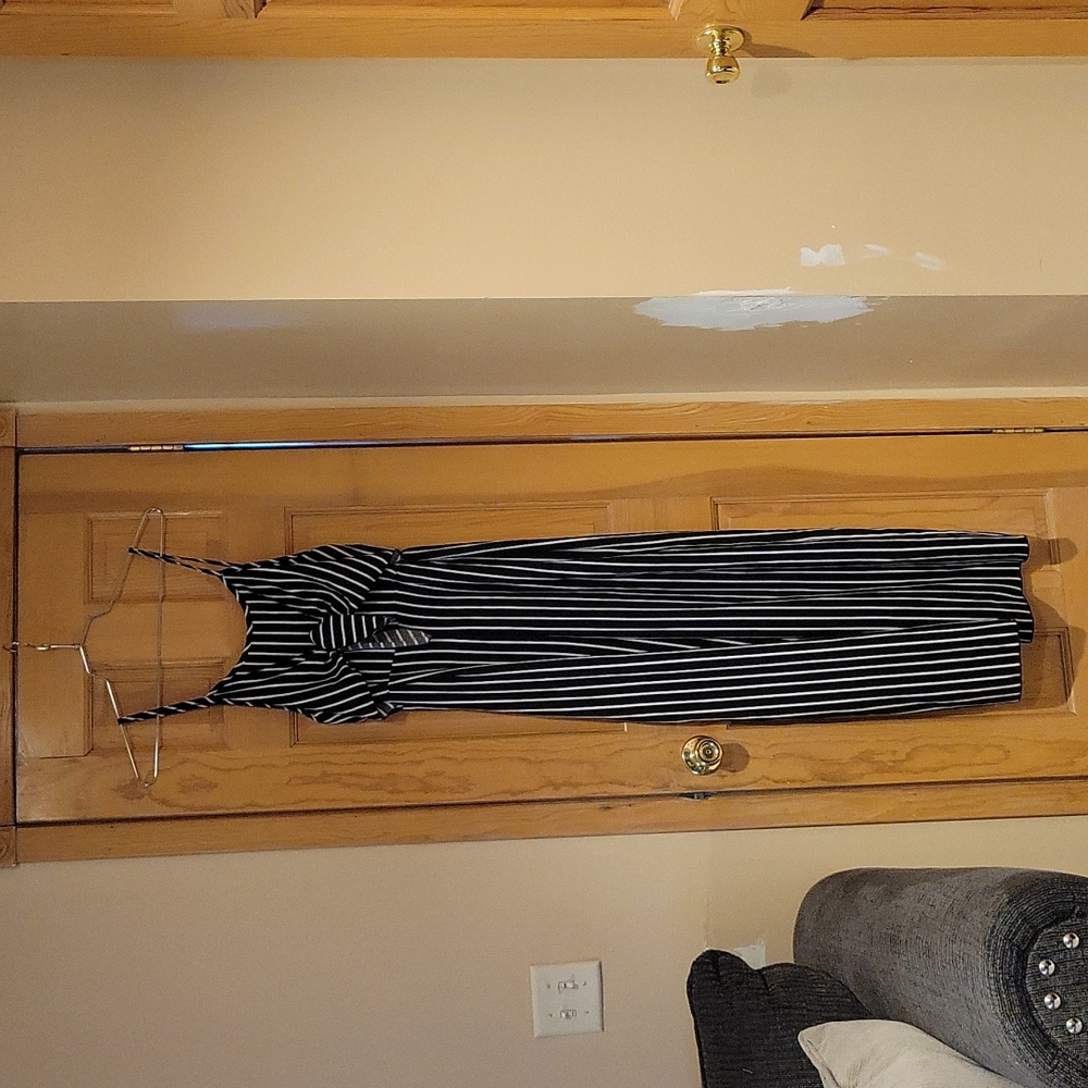 Black and White Striped Jumpsuit